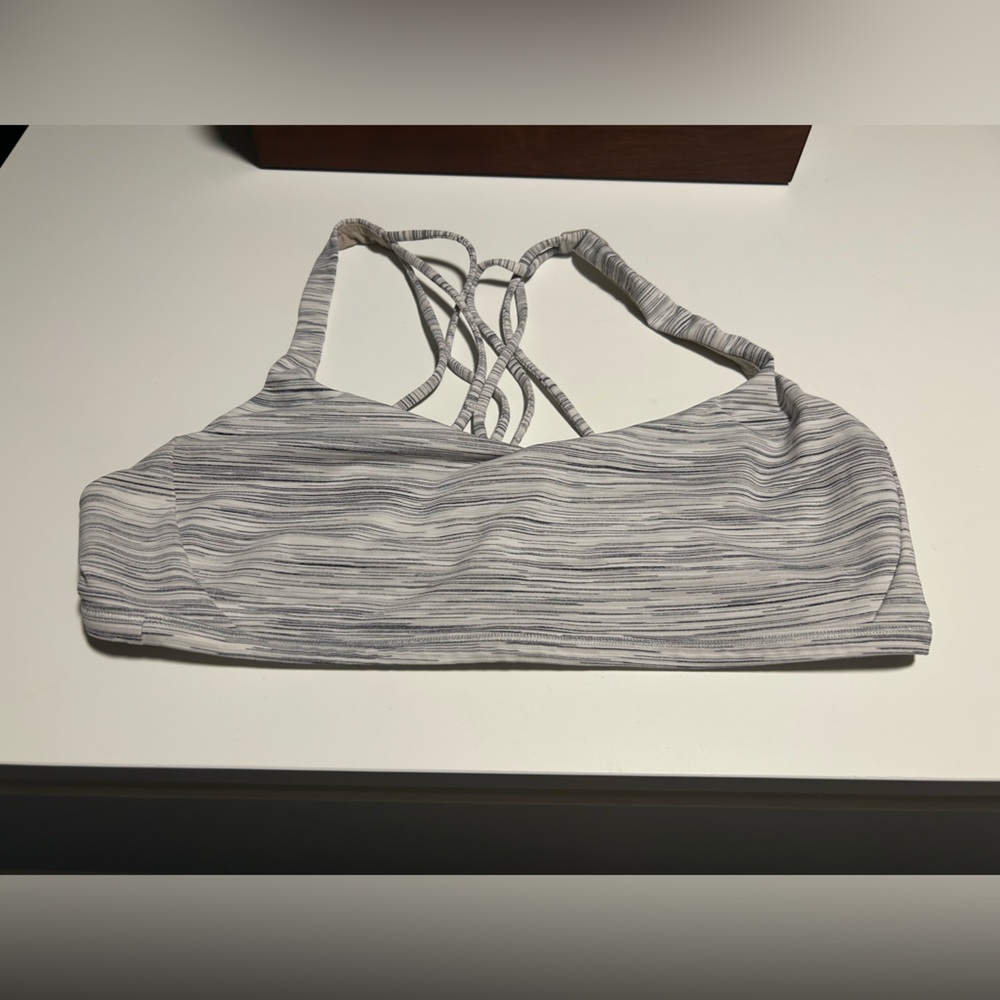 lululemon athletica Strappy Sports Bra in Light Gray and White